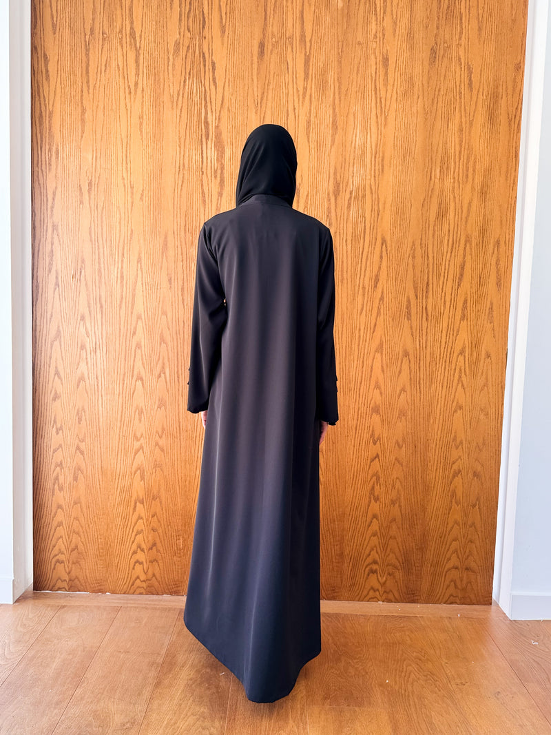V High Neck Overlap Abaya - Buttons With Tussels