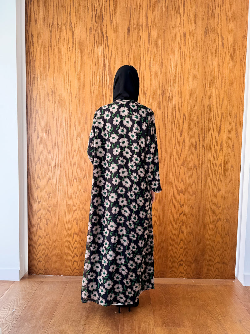 Zainah Cut Abaya with Tie rope on front and sleeves