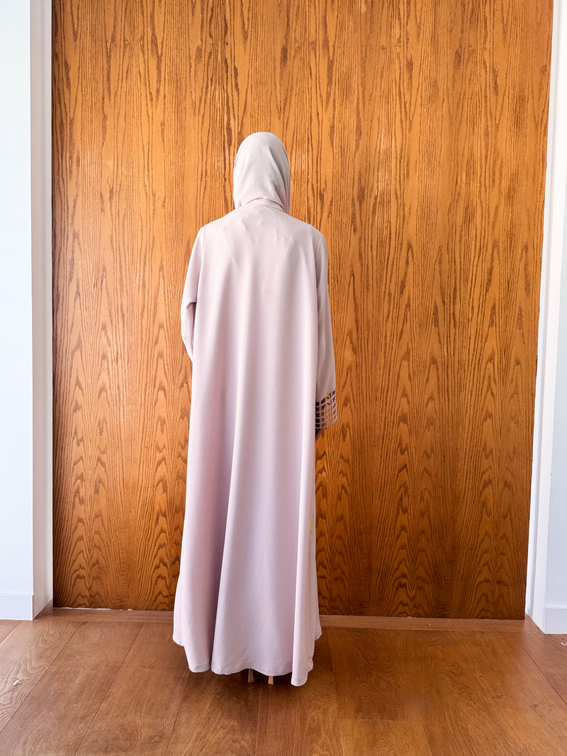 Zainah Abaya With Window Cuff in Cream Beige