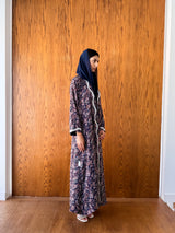 Zainah Cut Abaya - Two Curvy Line Crochet Lace on Front and Sleeves