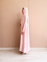 V Neck Straight Cut Abaya - Flower Patch Work Lace