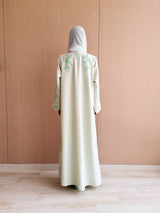 V Neck Abaya - Neon Green Bead Work