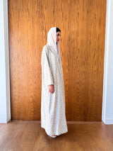 Zainah Cut Abaya - New Off White Printed Cotton