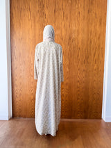 Zainah Cut Abaya - New Off White Printed Cotton