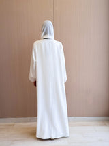 Straight Cut Abaya - Pearl Work With Lace