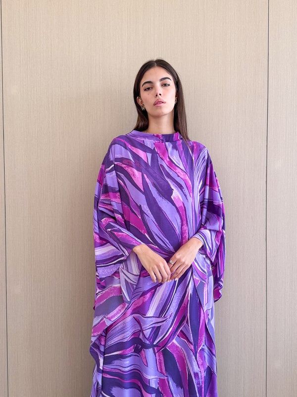 Turtle Neck Kaftan in Purple