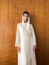 V Neck Overlap Abaya - Feather Dantil Lace Triangle