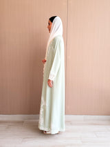 Straight Cut Abaya in Summer Green Digital Printed Floral