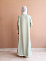 Straight Cut Abaya in Summer Green Digital Printed Floral