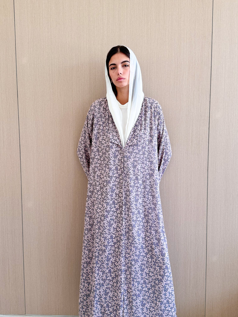 Zainah cut abaya in Mixed Printed Chiffon
