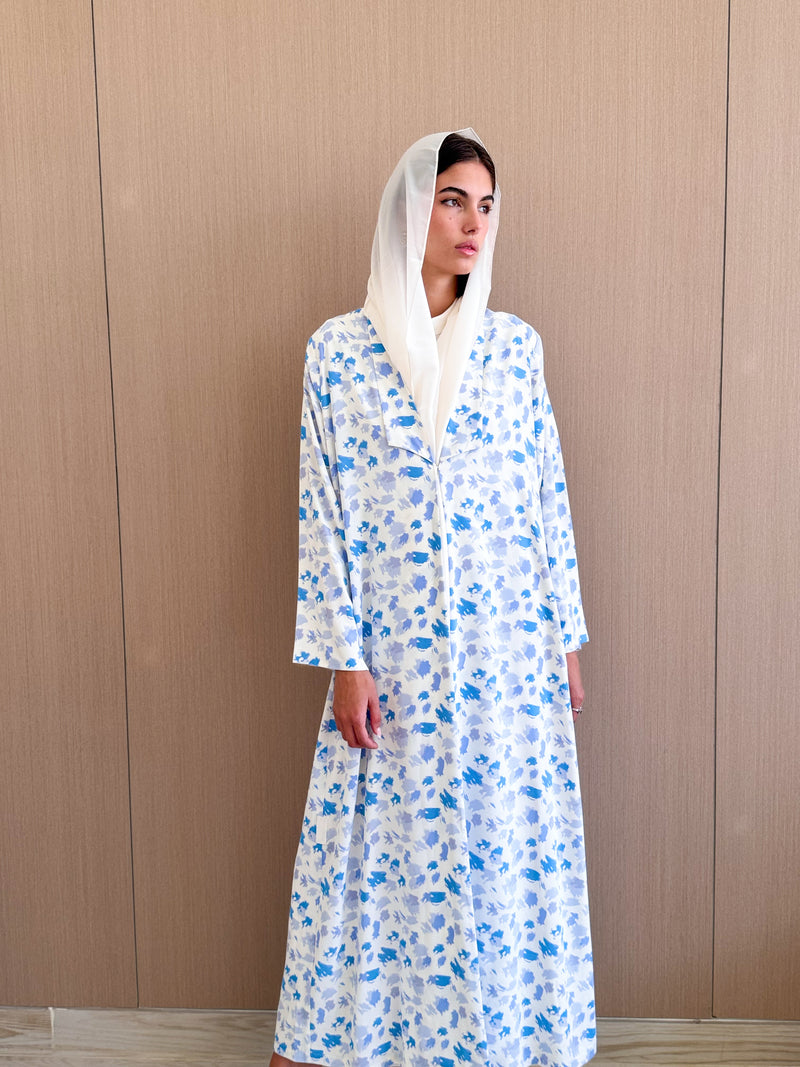 Zainah cut abaya in Mixed Printed Chiffon