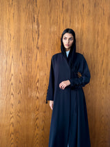 V High Neck Overlap Abaya - Buttons With Tussels
