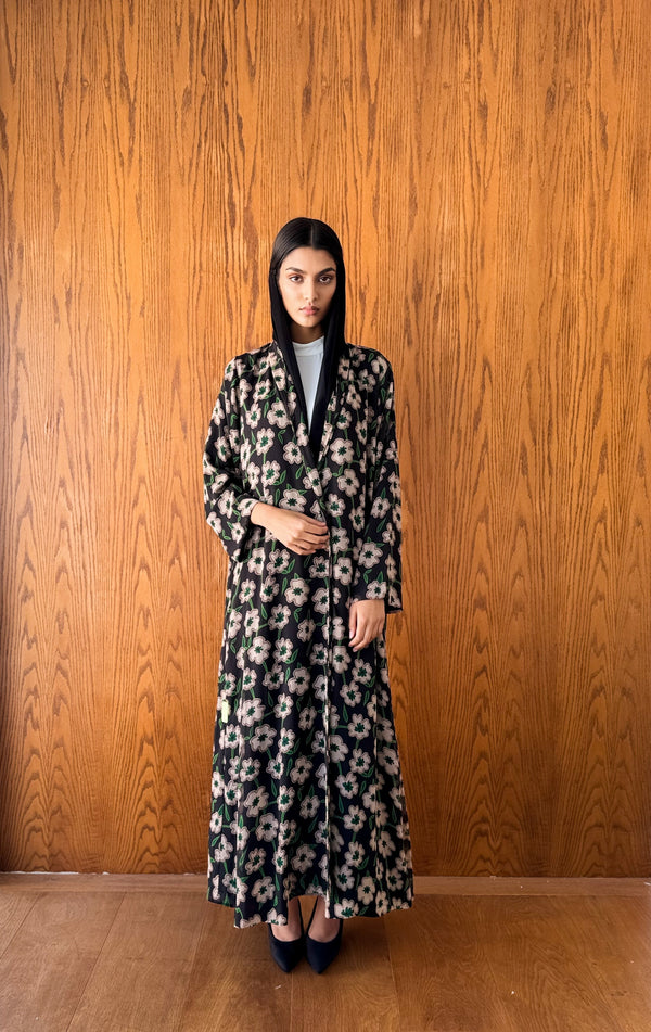 Zainah Cut Abaya with Tie rope on front and sleeves