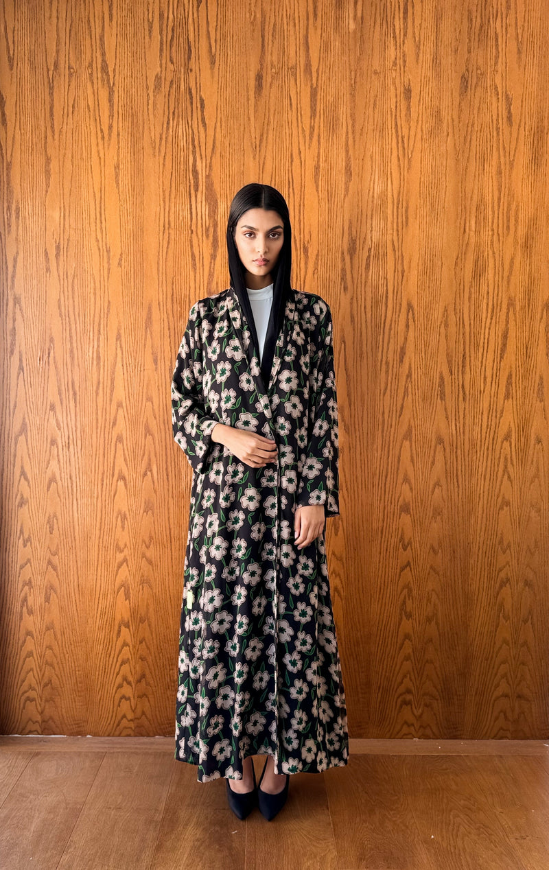 Zainah Cut Abaya with Tie rope on front and sleeves