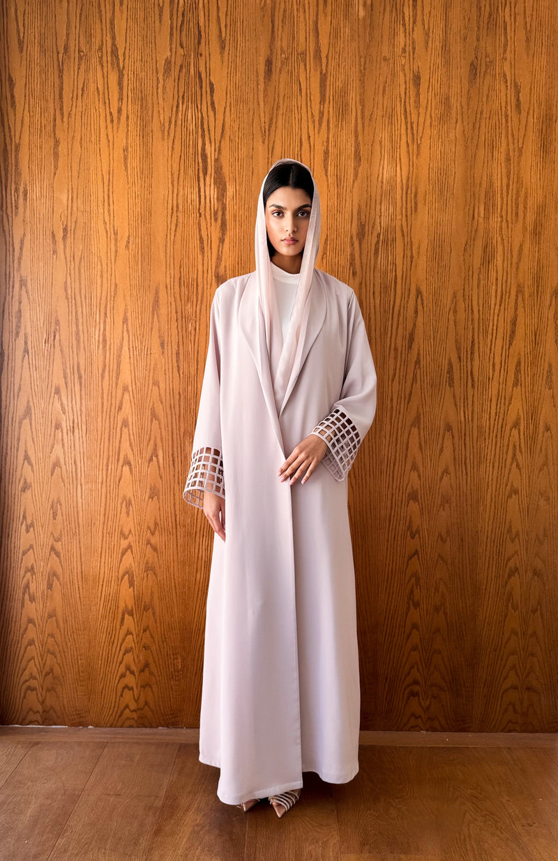 Zainah Abaya With Window Cuff in Cream Beige