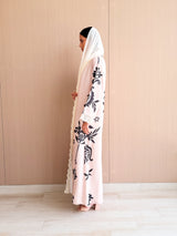Straight Cut Abaya in lavender Digital Printed Floral