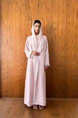 Notch Double Press collar abaya with pocket