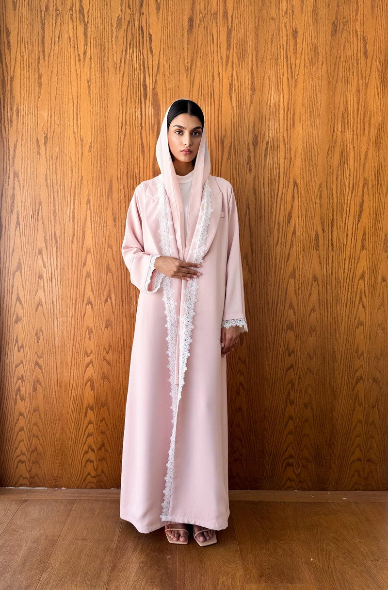 Notch Double Press collar abaya with pocket