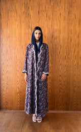 Zainah Cut Abaya - Two Curvy Line Crochet Lace on Front and Sleeves