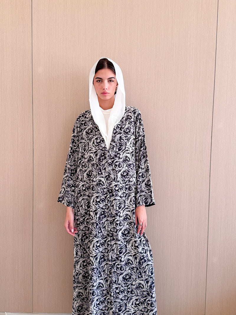 Zainah cut abaya in Mixed Printed Chiffon