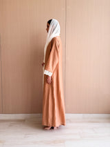 V Neck Straight Cut Abaya in Beige