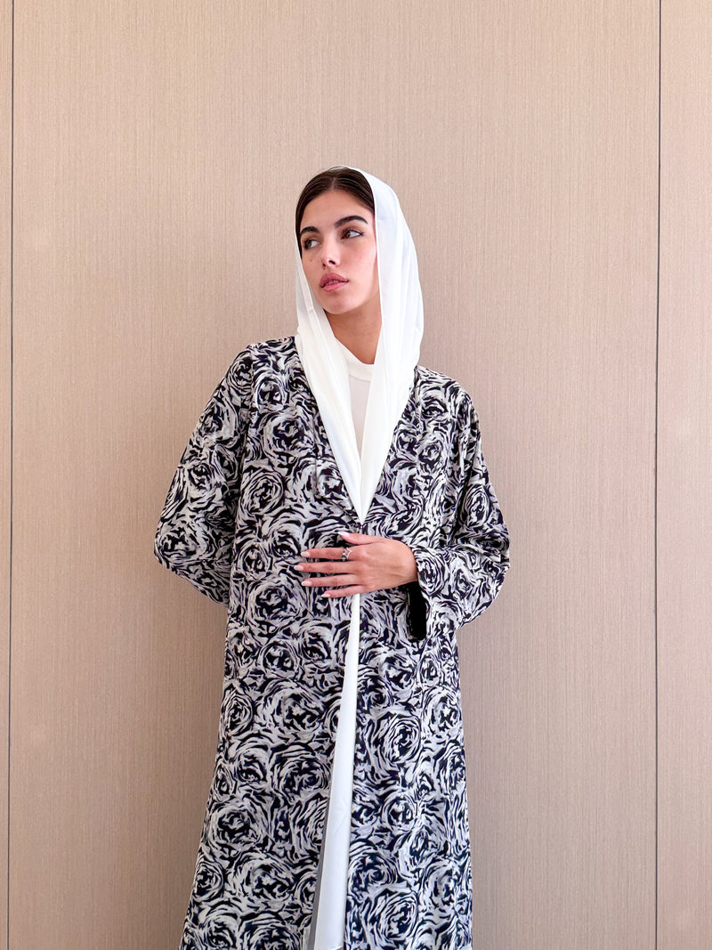 Zainah cut abaya in Mixed Printed Chiffon