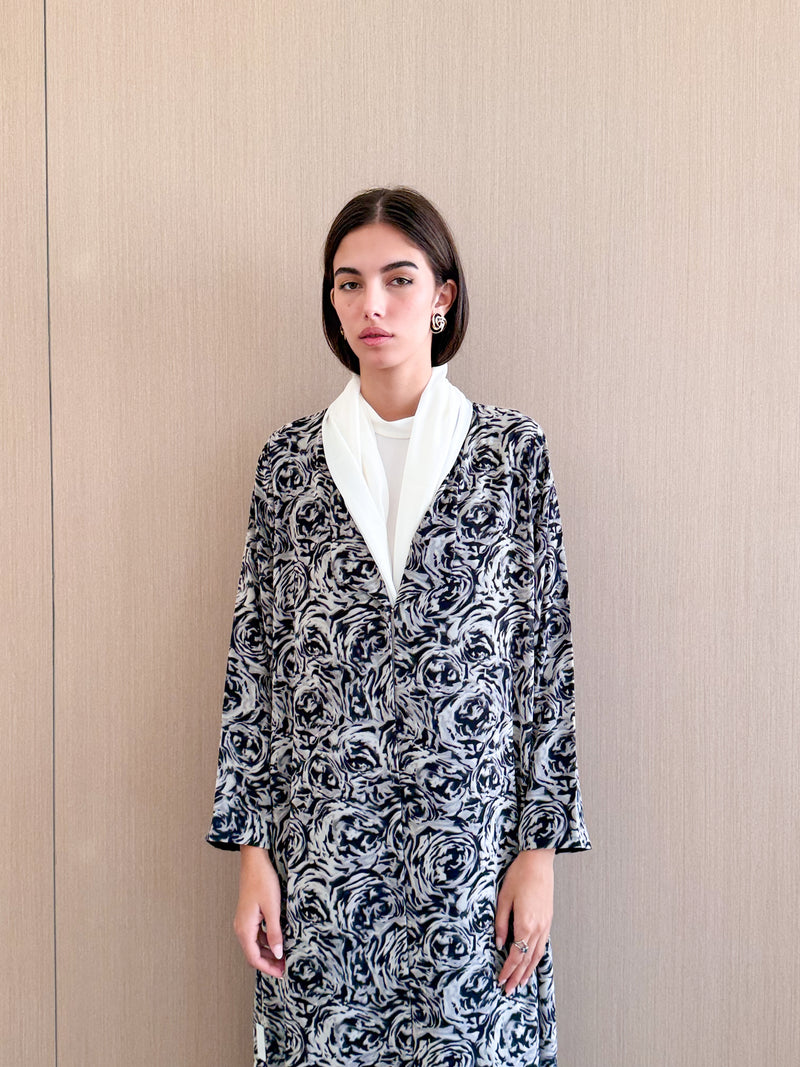Zainah cut abaya in Mixed Printed Chiffon