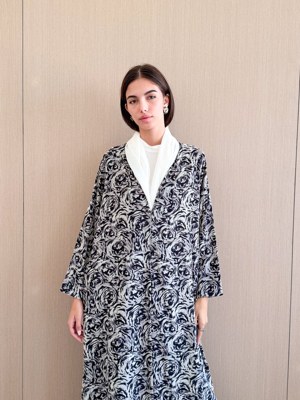 Zainah cut abaya in Mixed Printed Chiffon