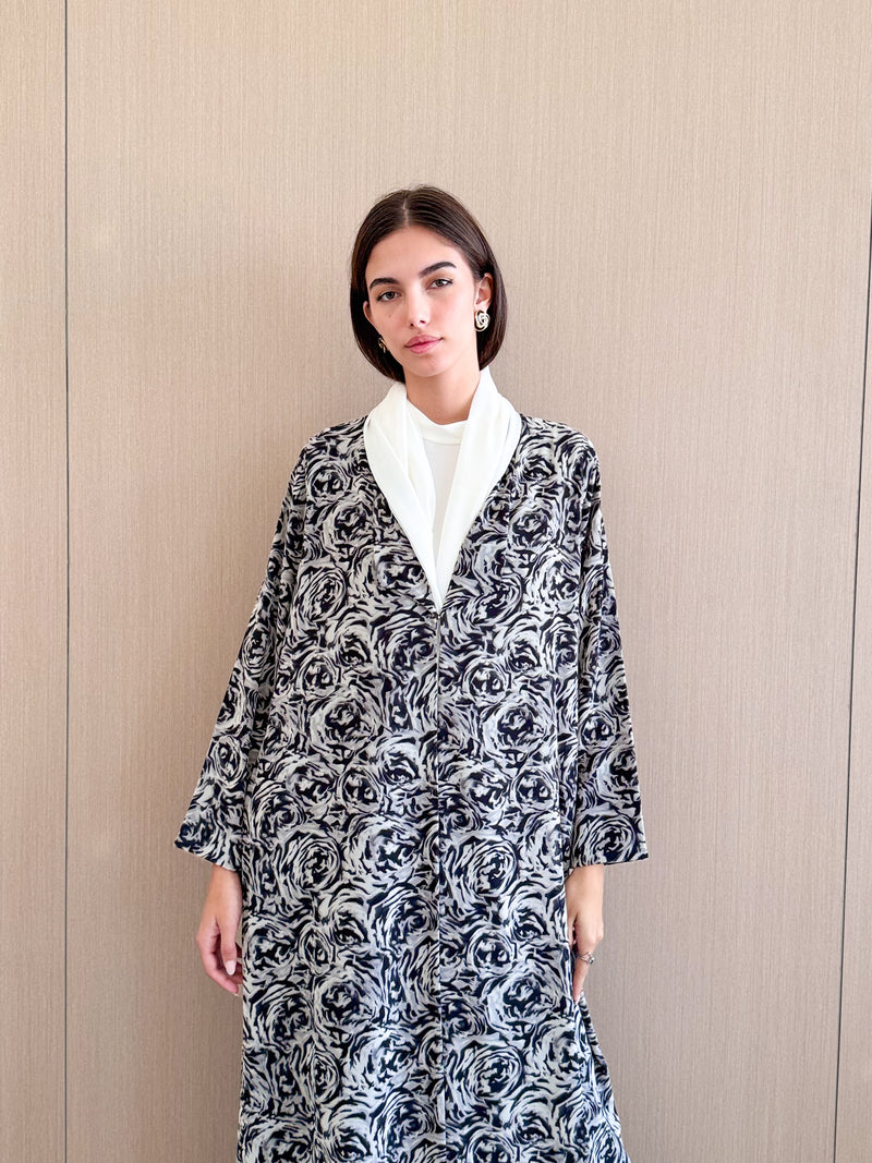 Zainah cut abaya in Mixed Printed Chiffon