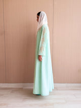 Straight Cut Abaya - creme Curvy Bead Lace