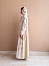 V Neck Straight Cut Abaya in Beige