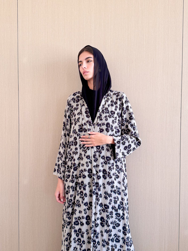 Zainah Cut Abaya in printed Chiffon