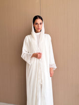 Straight Cut Abaya - Pearl Work With Lace
