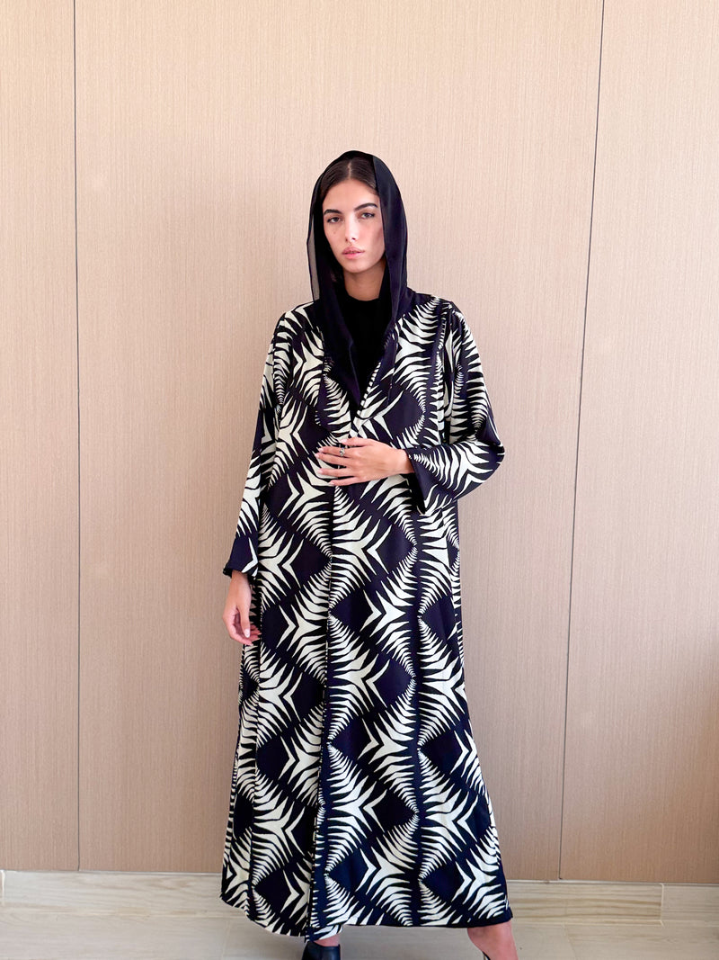 Zainah cut abaya in Mixed Printed Chiffon