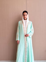 Straight Cut Abaya - creme Curvy Bead Lace