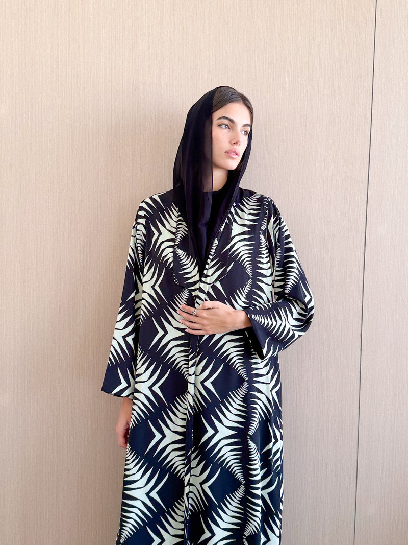 Zainah cut abaya in Mixed Printed Chiffon