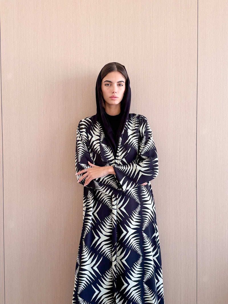 Zainah cut abaya in Mixed Printed Chiffon