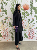 Zainah cut satin dahlia Abaya