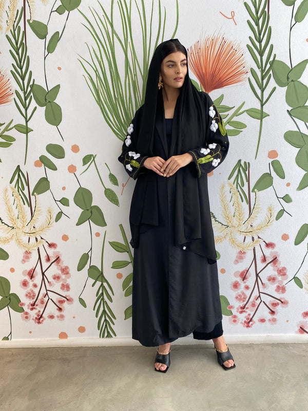 Blackgarden lily embroidery Abaya