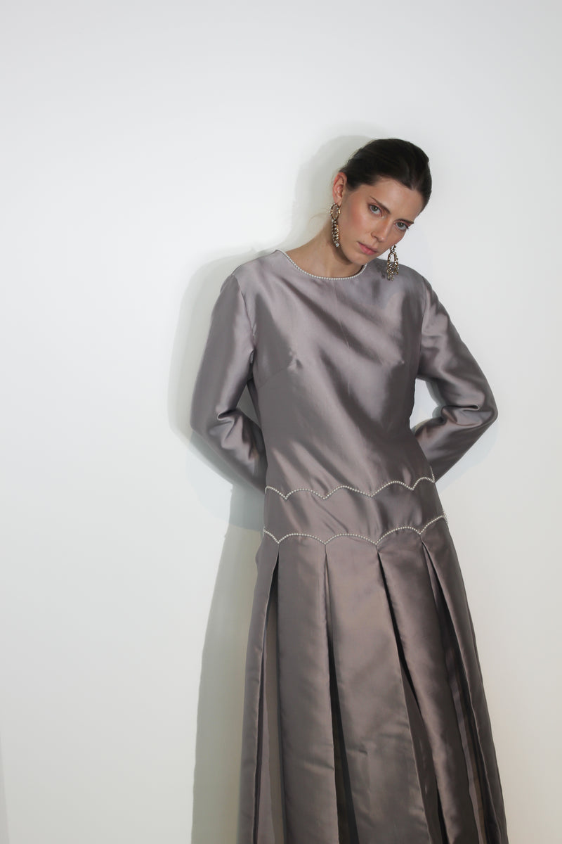 Grey Satin Dress