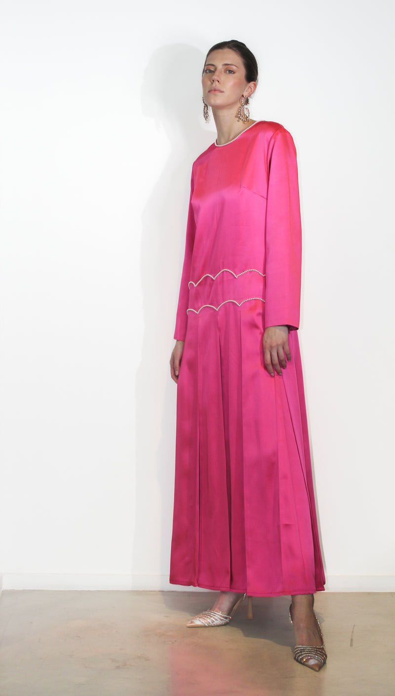 Pink pearl detailed Dress