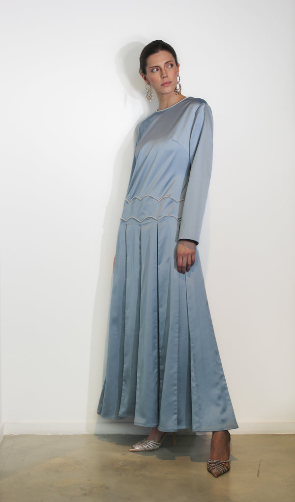 Bluish grey satin dress