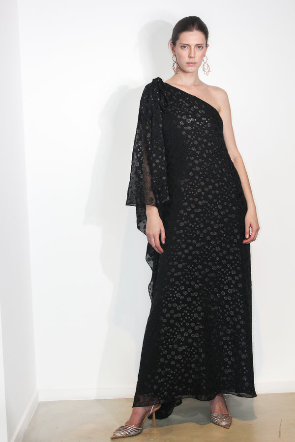 Metallic dot dress in Sleeveless