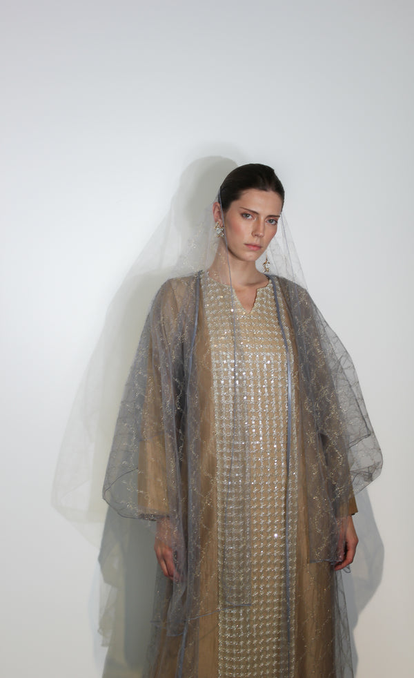 Dress set in gold glitter organza