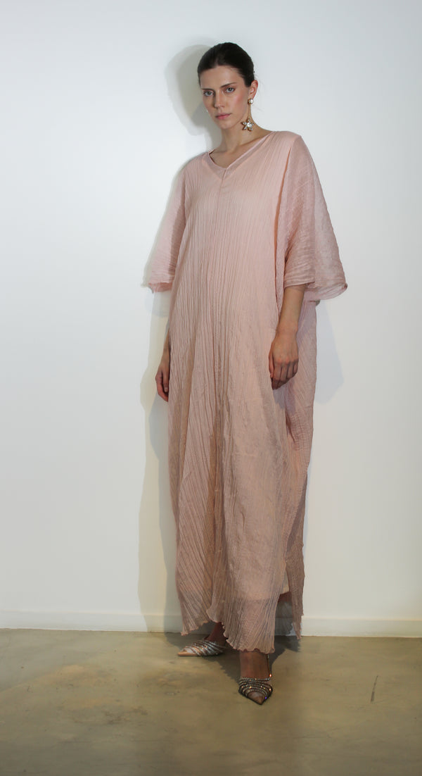 Light Pink crinkle silk Kaftan