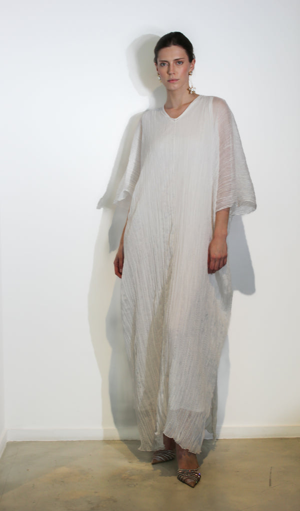 White crinkle slit Kaftan