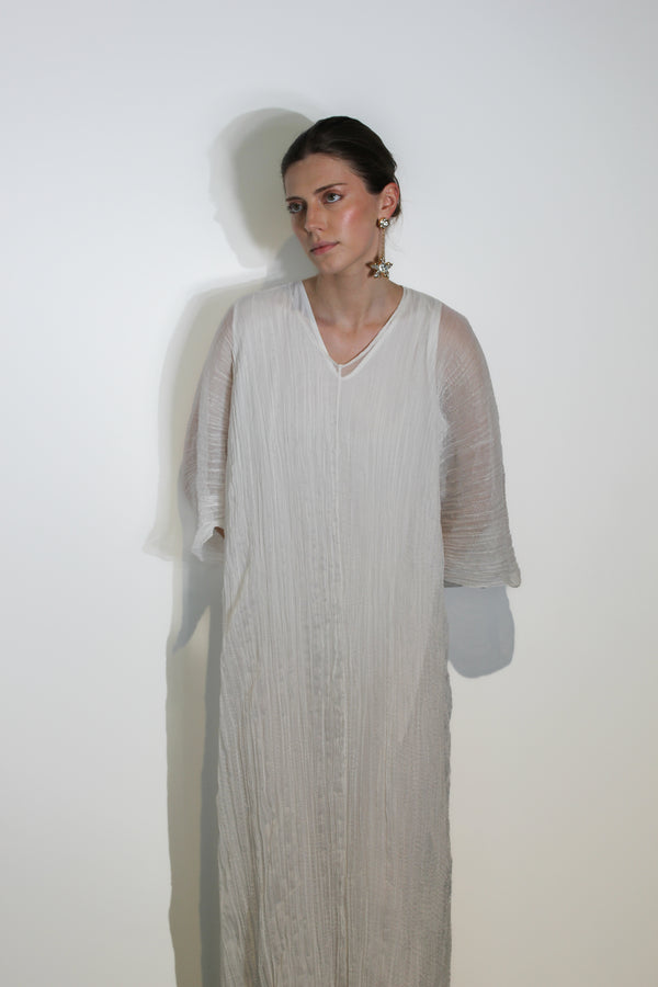White crinkle slit Kaftan
