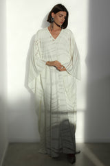 White Self striped kaftan