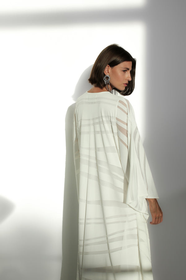 White Self striped kaftan