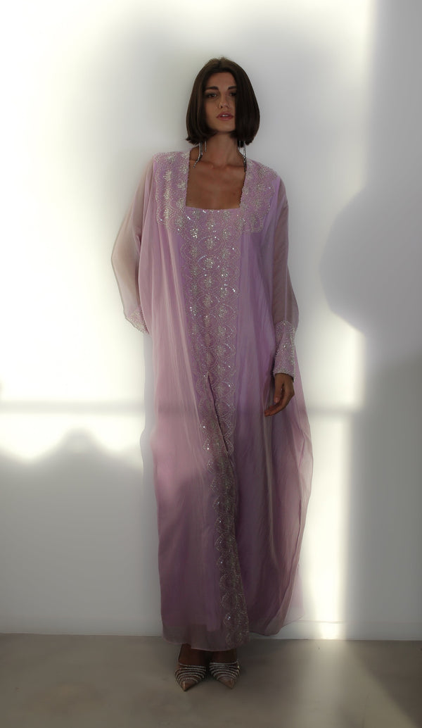 Lavender Kaftan in Glitter Organza